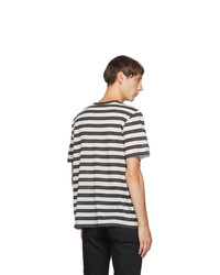 Saint Laurent Beige Striped Monogramme T Shirt