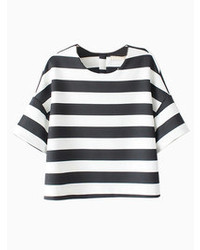Choies Black And White Stripe Visco Elastic T Shirt