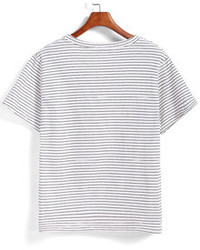 Black White Short Sleeve Striped T Shirt
