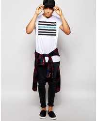 Asos Brand Longline Stripe T Shirt With Relaxed Skater Fit