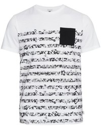 Dan Ward Floral Stripe Print Cotton T Shirt