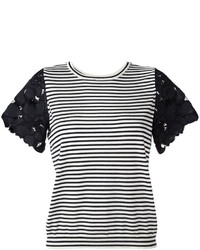 Dorothee Schumacher Lace Sleeve Striped T Shirt