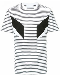 Neil Barrett Geometric Applique Striped T Shirt