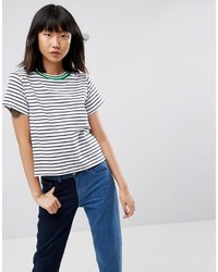 Heartbreak Stripe T Shirt With Contrast Neckline