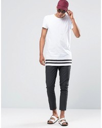 Selected Homme Long Line Tshirt With Striped Hem