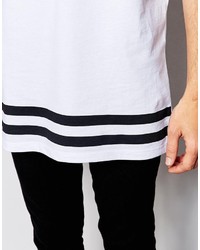 Selected Homme Longline T Shirt With Stripe Hem