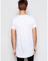 Selected Homme Longline T Shirt With Stripe Hem