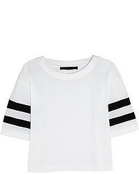 Karl Lagerfeld Jessica Mesh Striped Cotton Jersey T Shirt