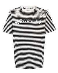 Moncler Logo Print Horizontal Stripe T Shirt