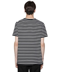 MSGM Logo Print Striped Cotton Jersey T Shirt