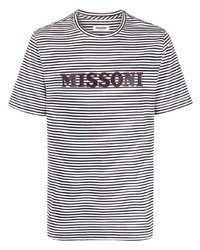 Missoni Logo Print Striped Short Sleeved T Shirt
