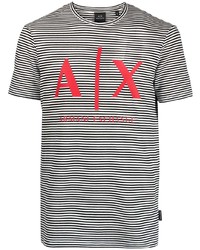 Armani Exchange Logo Print Striped T Shirt