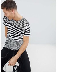 Mango Man Striped T Shirt In Black And White