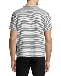 Ovadia & Sons Modal Raw Edge Striped T Shirt Blackwhite