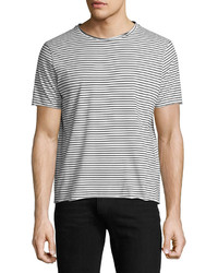 Ovadia & Sons Modal Raw Edge Striped T Shirt Blackwhite
