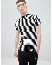ASOS DESIGN Muscle Fit Stripe T Shirt With Turtle Neck