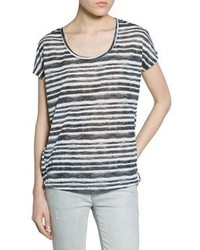 Mango Outlet Watercolor Striped T Shirt