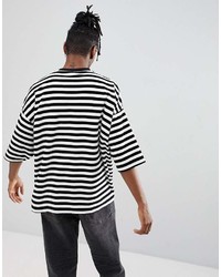 Asos Oversized Striped T Shirt In Velour