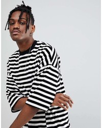 Asos Oversized Striped T Shirt In Velour