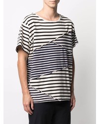 Greg Lauren Panelled Stripe Cotton T Shirt
