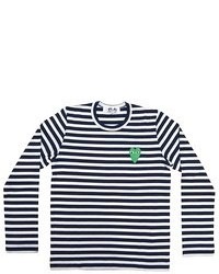 Comme des Garcons Play Stripe T Shirt With Green Heart
