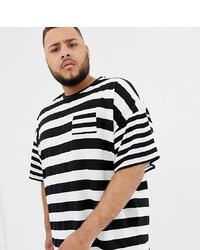 ASOS DESIGN Plus Oversized Striped T Shirt With Contrast Stripe Chest Pocket
