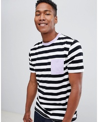 ASOS DESIGN Relaxed T Shirt With Stripe And Contrast And Pocket