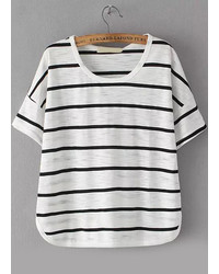 Round Neck Striped Loose T Shirt