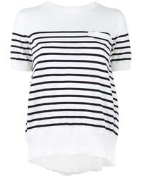 Sacai Striped Cupro Insert T Shirt