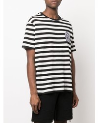 Balmain Sailor Striped Logo Patch T Shirt