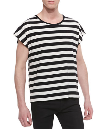 Saint Laurent Horizontal Stripe Short Sleeve T Shirt Blackwhite, $270 ...