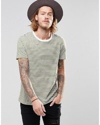 Asos Stripe T Shirt With Crew Neck In Green