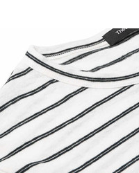 Theory Striped Cotton And Linen Blend T Shirt