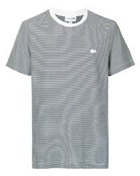 Lacoste Striped Crocodile Embroidered T Shirt