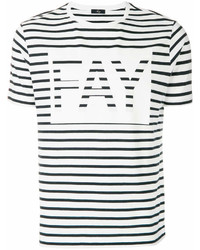 Fay Striped Logo Print T Shirt
