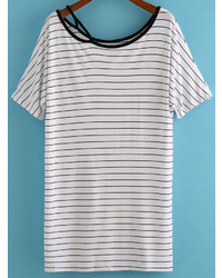 Striped Loose White T Shirt