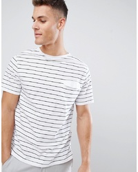 FoR T Shirt With Boat Neck In White Stripe