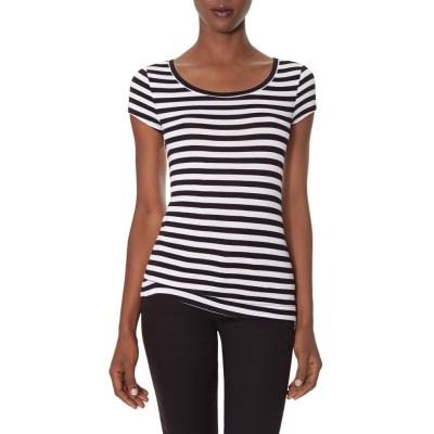 The Limited Striped Luxe Fit Scoopneck Tee Black M, $17 | The Limited ...