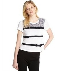 RED Valentino White And Black Lace And Bow Detail T Shirt