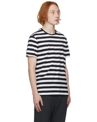 Ralph Lauren Purple Label White Black Striped Lisle T Shirt