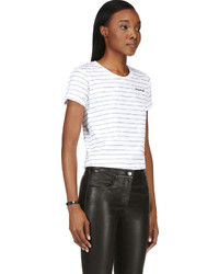 Dsquared2 White Embroidered Stripe T Shirt