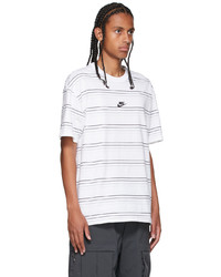 Nike White Striped Logo T Shirt