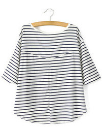 With Diamond Striped Loose T Shirt