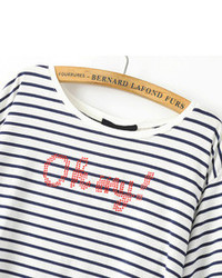 With Diamond Striped Loose T Shirt