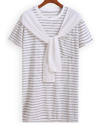 With Pocket Striped White T Shirt