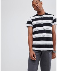 HUF Worldwide Stripe Repeat Logo T Shirt In Black
