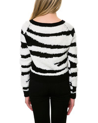 BB Dakota The Daxton Cropped Sweater In Black And White Animal