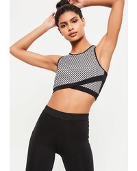 Missguided Active Black Stripe Wrap Cropped Sports Top