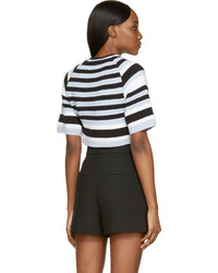 Opening Ceremony Blue Striped Cropped Ottoman Top