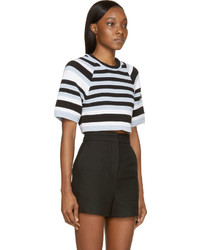 Opening Ceremony Blue Striped Cropped Ottoman Top